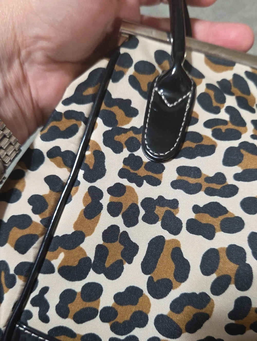 New Vtg Leopard Print Satchel Handbag in Brown and Black